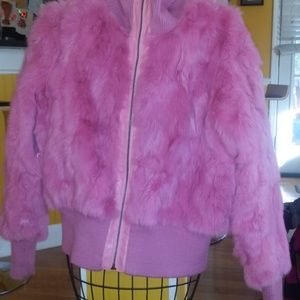 Pink Rabbit  Fur Bomber jacket